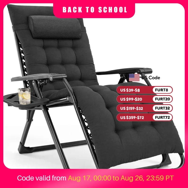 JHK Zero Gravity Recliner Folding Outdoor Patio Lounge Chair