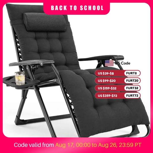 JHK Zero Gravity Recliner Folding Outdoor Patio Lounge Chair