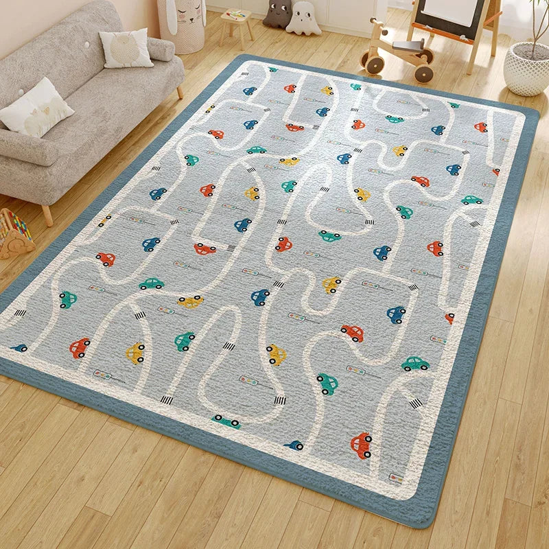 Washable Kids Room Carpet Modern Geometric Anti Slip Home Rug