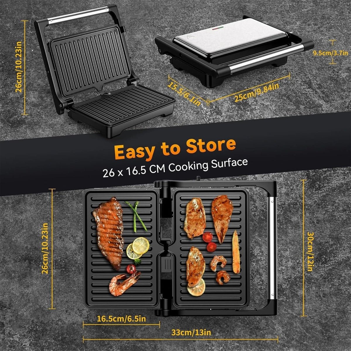Ostba 1200 Watt Electric Panini Grill Press Sandwich Maker