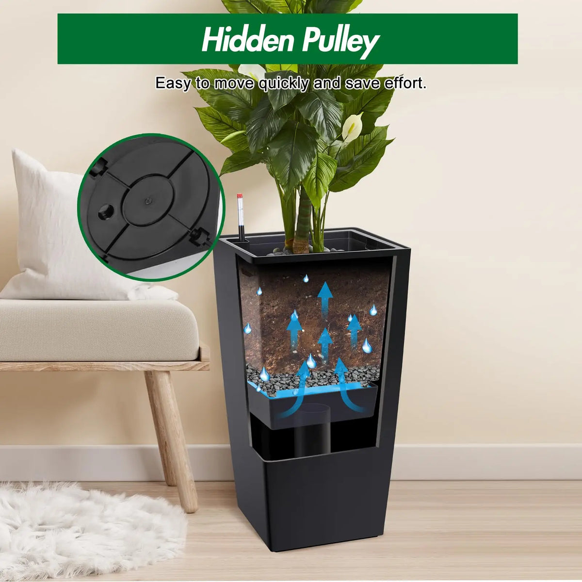 HiMISS Self Watering Planters With Drainage For Indoor Outdoor Plants