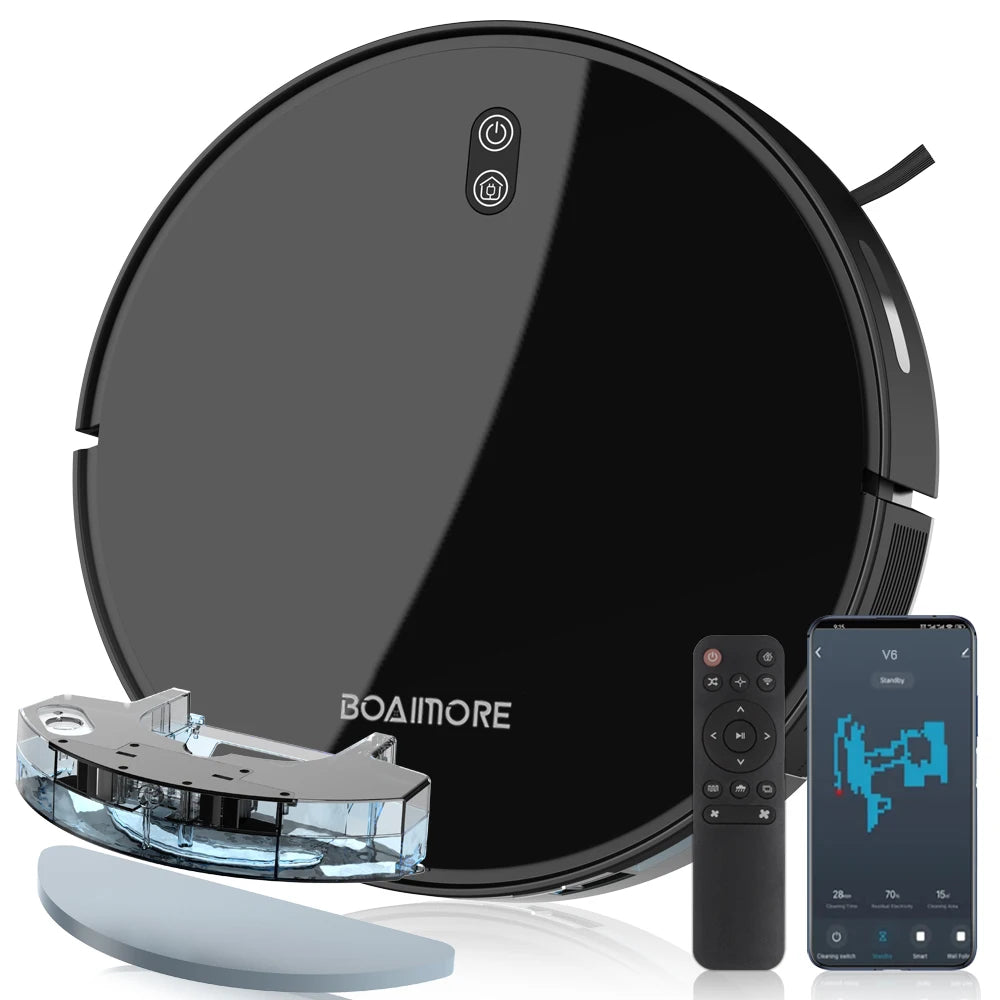 BOAIMORE 6000PA Robot Vacuum Mop Smart Mapping With Self Charging