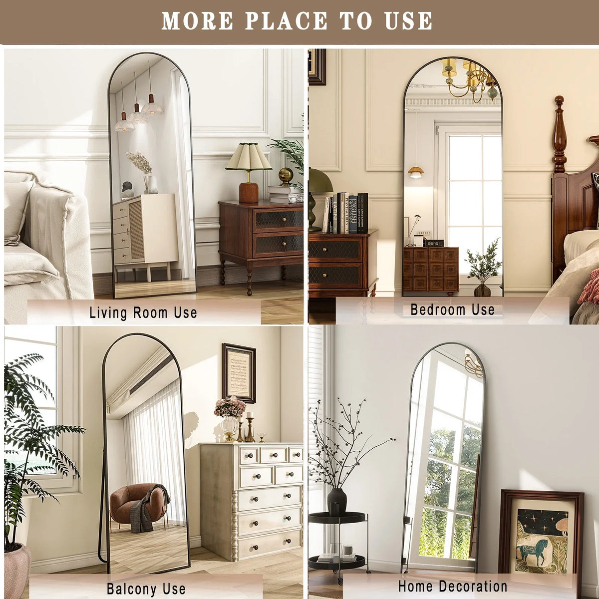 Elegant Arched Free Standing Full Length Mirror For Home Decor