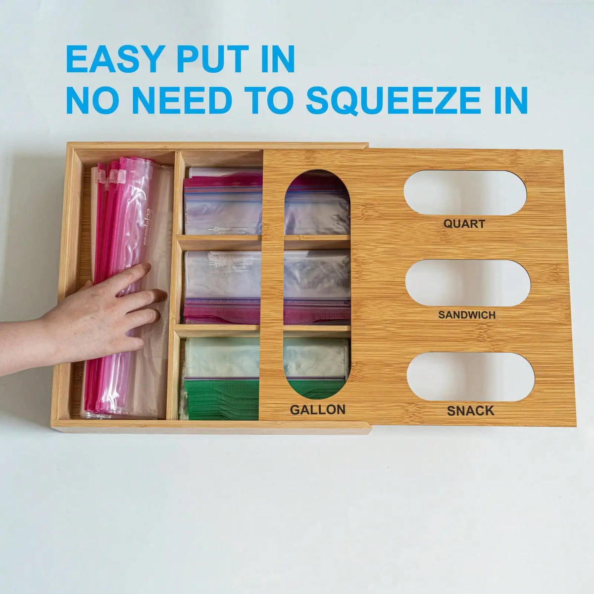 Elegant Bamboo Ziplock Bag Slider Storage Organizer