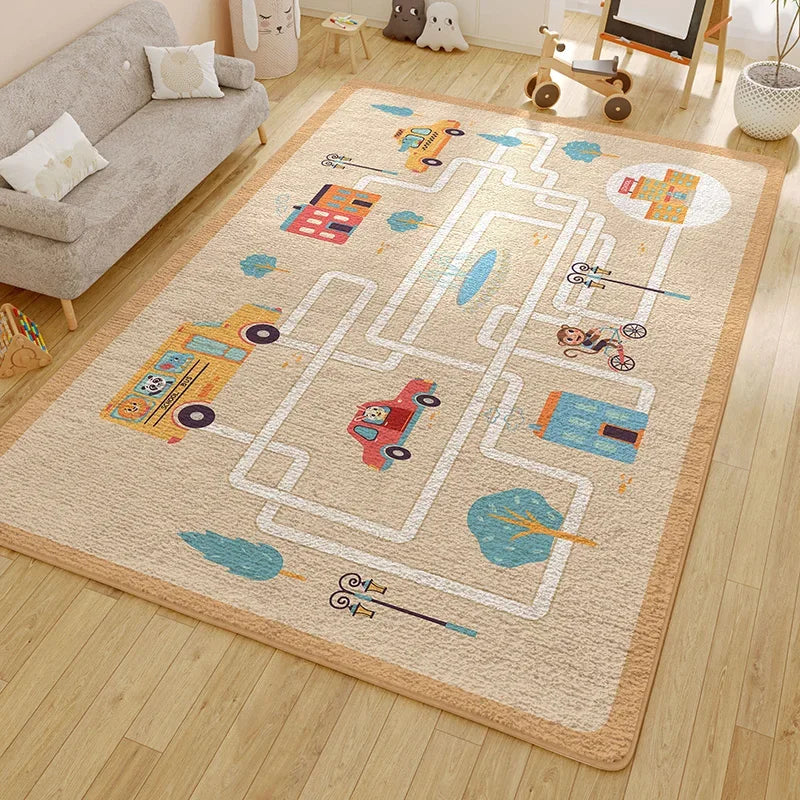 Washable Kids Room Carpet Modern Geometric Anti Slip Home Rug