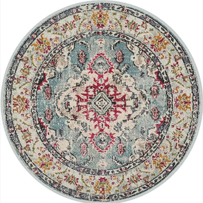 Round European Style Thick Polyester Anti-Slip Living Room Rug