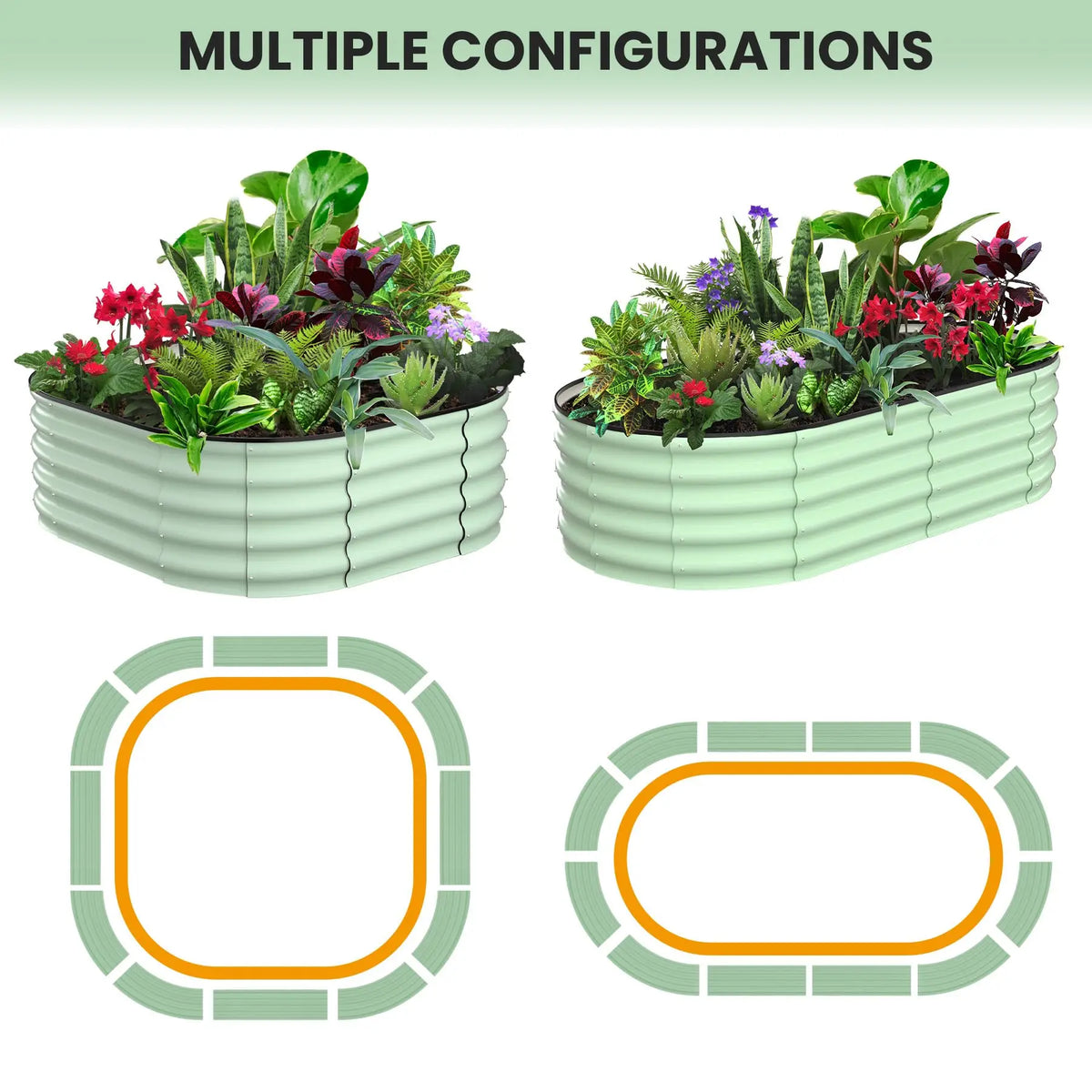HiMISS Oval Galvanized Steel Raised Herb And Vegetable Garden Bed