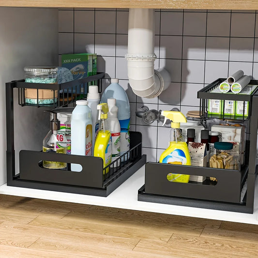 Stainless Steel Sliding Pull Out Kitchen Cabinet Organizer