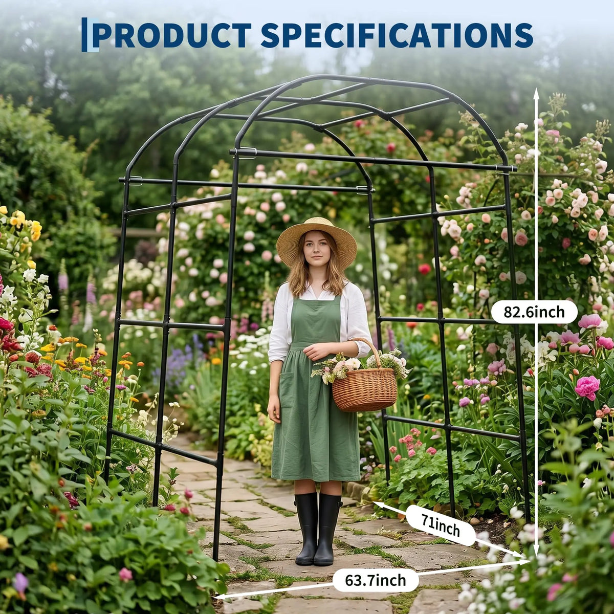 HiMISS Metal Garden Arch Trellis For Climbing Plants