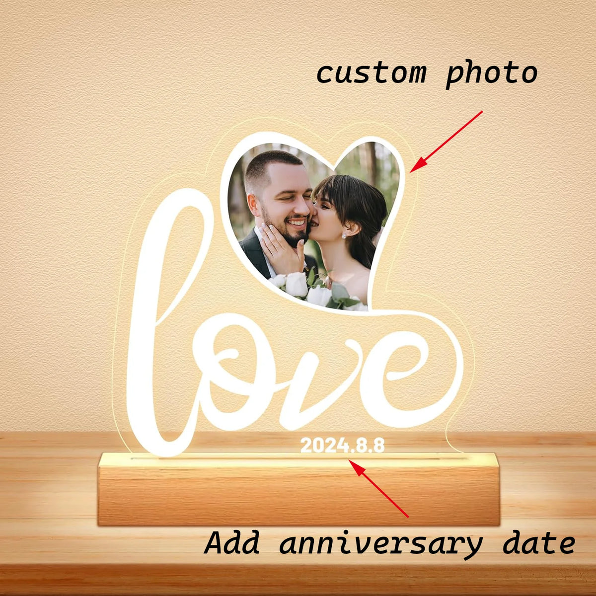 Personalized Acrylic Picture Frame For Wedding Anniversary Couple Gift