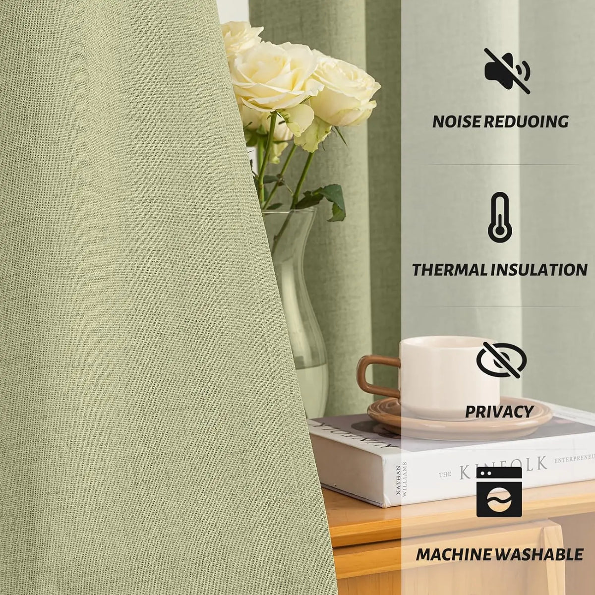 Custom Blackout Window Curtains With Static Cling And Ceiling Mount