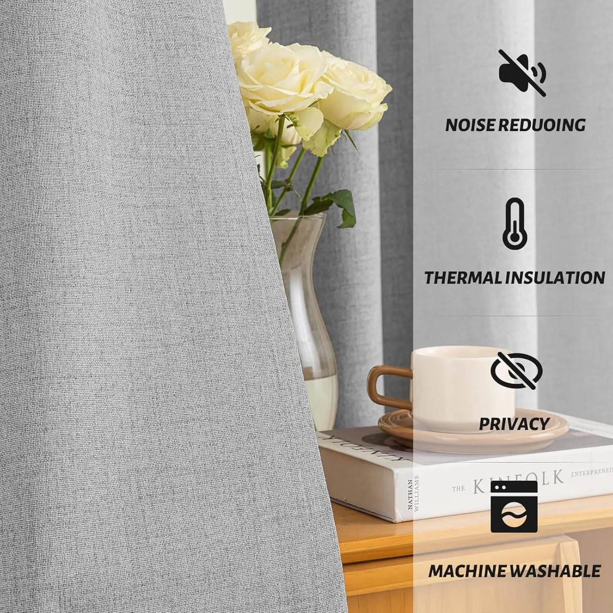 Custom Blackout Window Curtains With Static Cling And Ceiling Mount