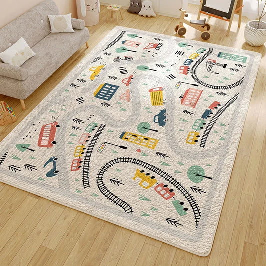 Washable Kids Room Carpet Modern Geometric Anti Slip Home Rug