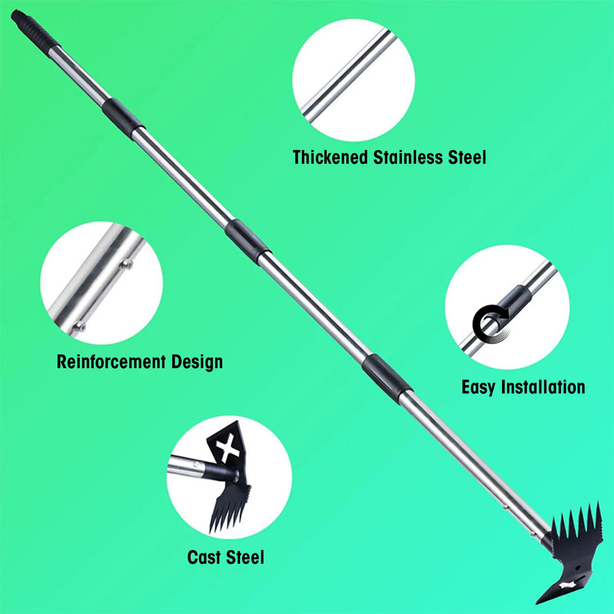 Manual Weed Puller Tool With Long Handle Garden Rake