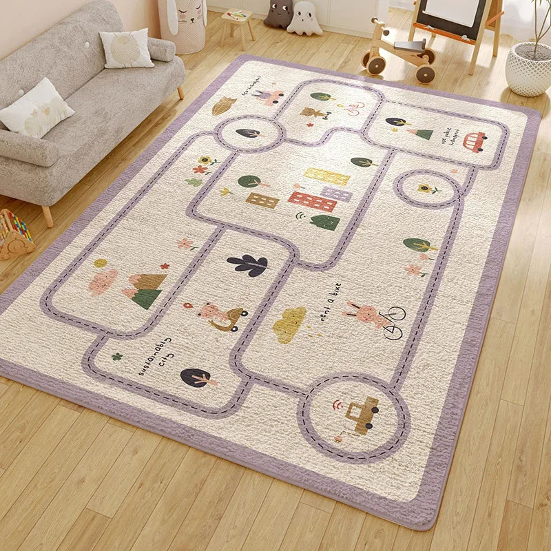 Washable Kids Room Carpet Modern Geometric Anti Slip Home Rug