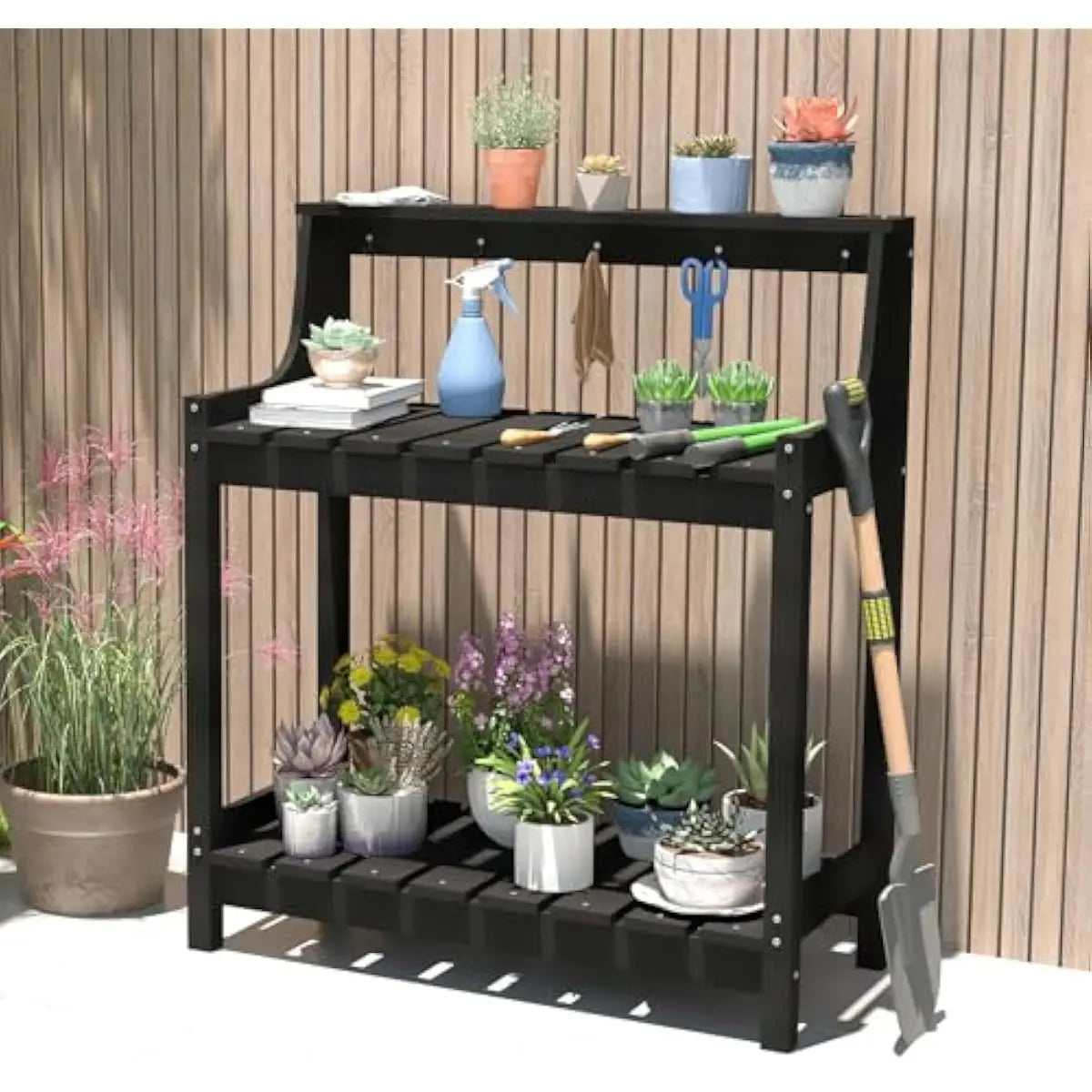 All Weather HDPE Outdoor Potting Bench With Tool Hooks
