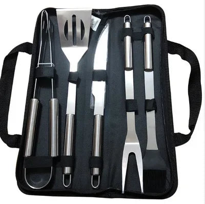 Stainless Steel Barbecue Grill Tool Set With Portable Cloth Bag