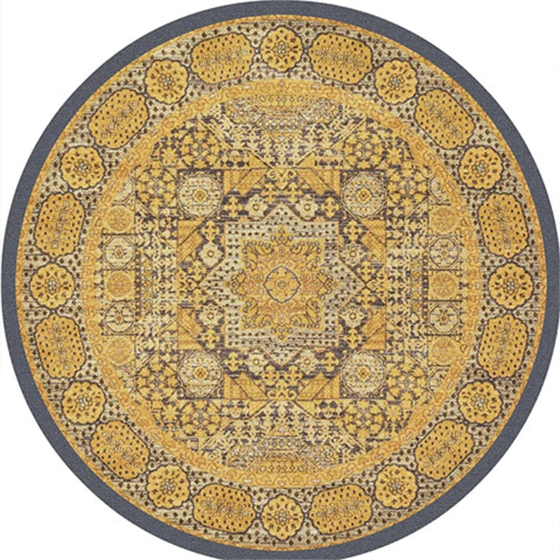 Round European Style Thick Polyester Anti-Slip Living Room Rug
