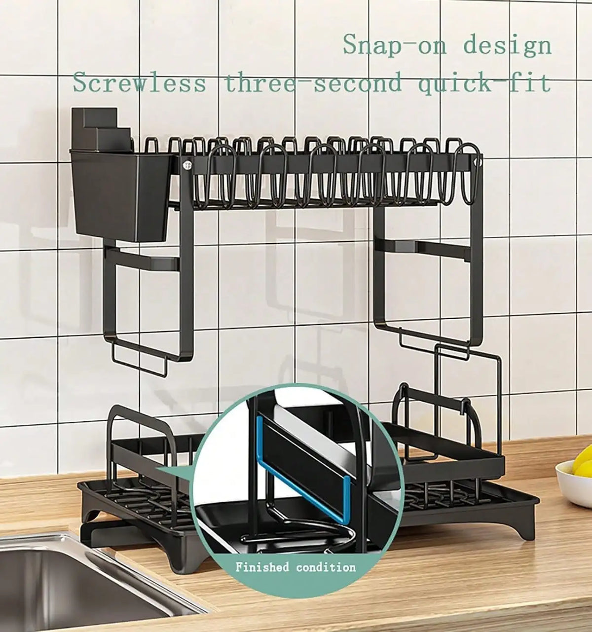 Stainless Steel Dish Drying Rack With Drainboard And Utensil Organizer