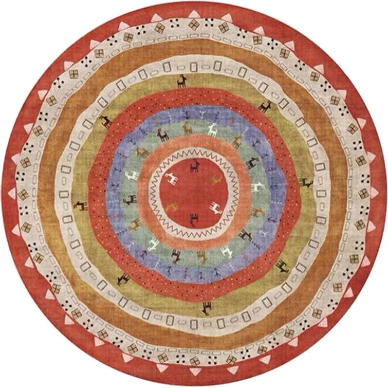 Round European Style Thick Polyester Anti-Slip Living Room Rug