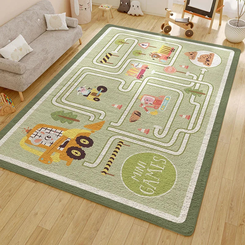 Washable Kids Room Carpet Modern Geometric Anti Slip Home Rug