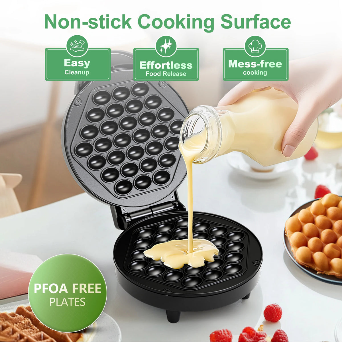 Cachoo Bubble Waffle Maker With Nonstick Plate And Fast Heating
