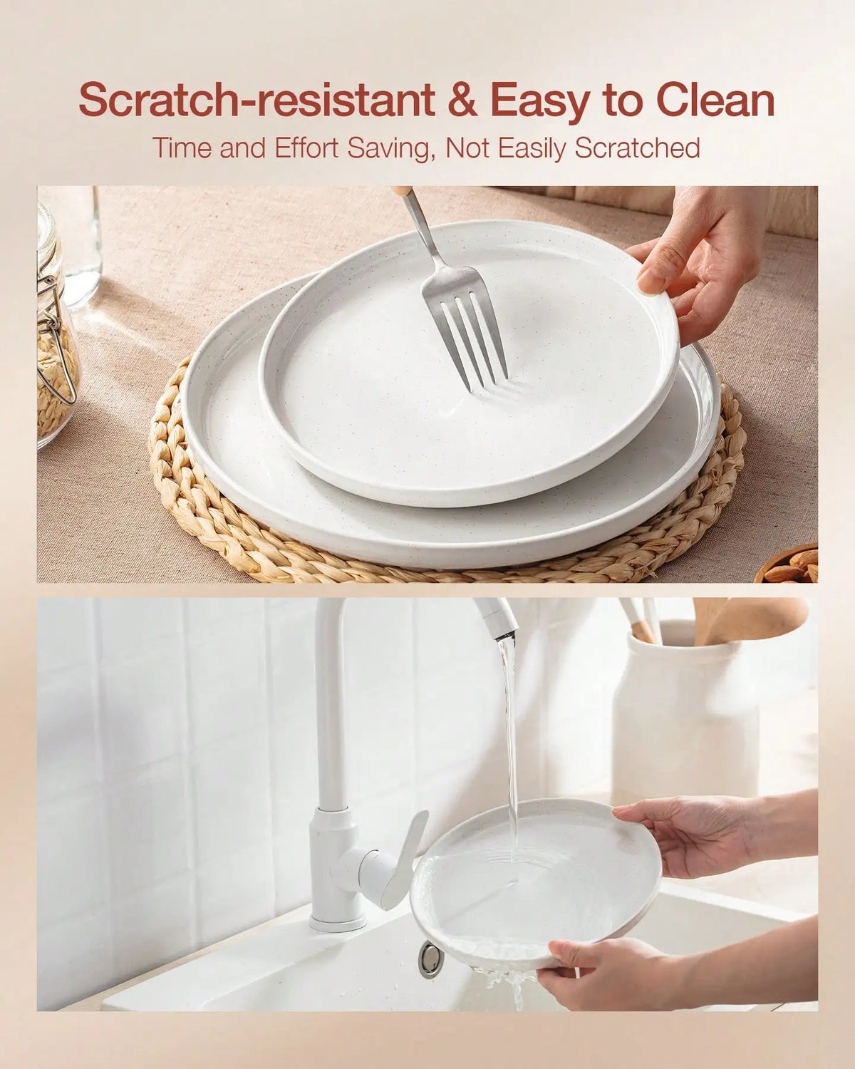 Modern Ceramic Dinnerware Set With Microwavable Plates And Bowls