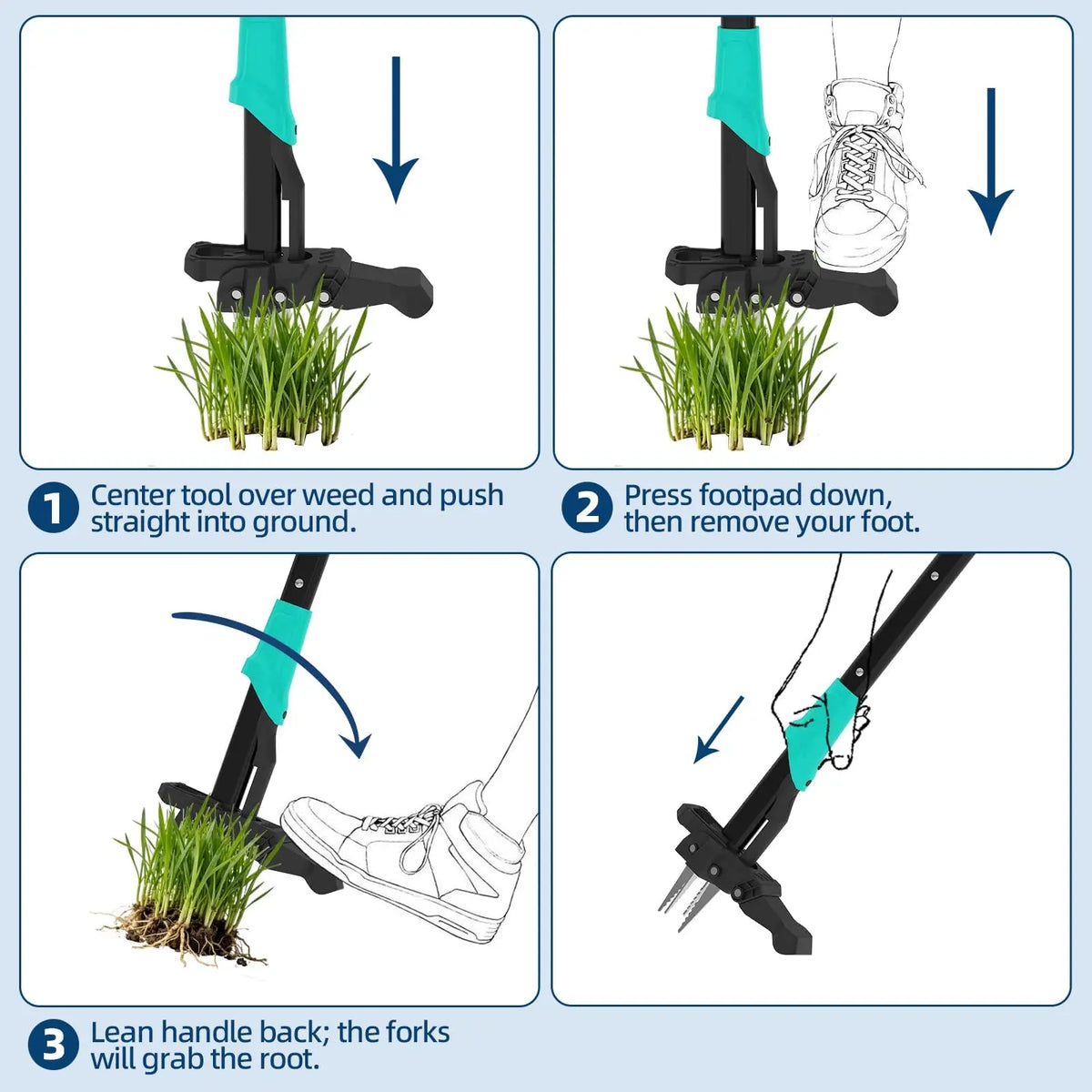 Long Handle Stand Up Weed Puller With Easy Eject Foot Pedal