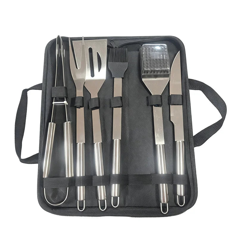 Stainless Steel Barbecue Grill Tool Set With Portable Cloth Bag