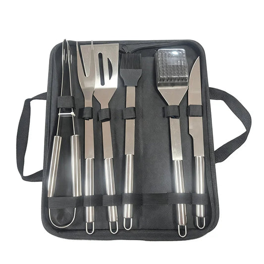 Stainless Steel Barbecue Grill Tool Set With Portable Cloth Bag
